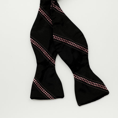 Pink Stripe Silk Self-Tie Bow Tie