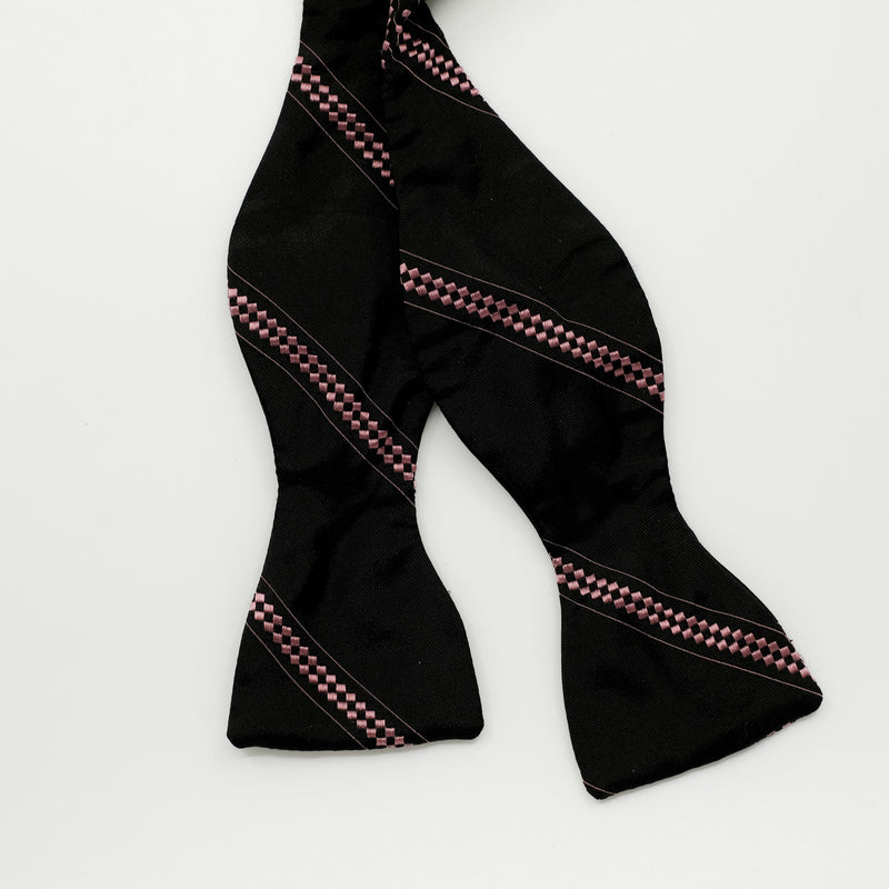 Pink Stripe Silk Self-Tie Bow Tie