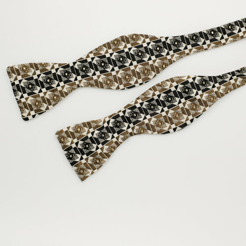 1920s Geo Silk Self-Tie Bow Tie