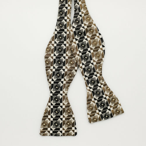 1920s Geo Silk Self-Tie Bow Tie