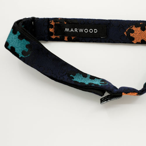 Navy Emblem Silk Self-Tie Bow Tie