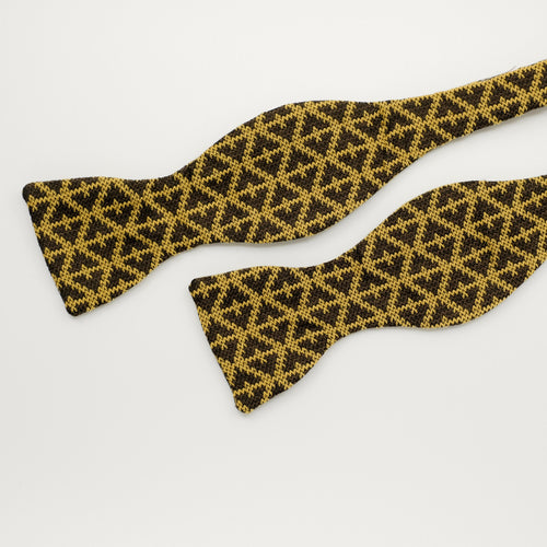Mustard Knit Weave Bow Tie