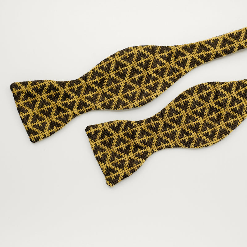 Mustard Knit Weave Bow Tie