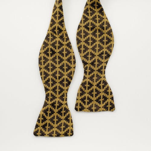 Mustard Knit Weave Bow Tie