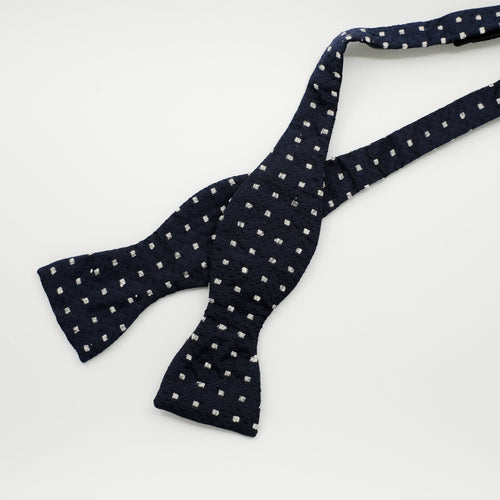 Navy Fleck Spot Silk Bow Tie