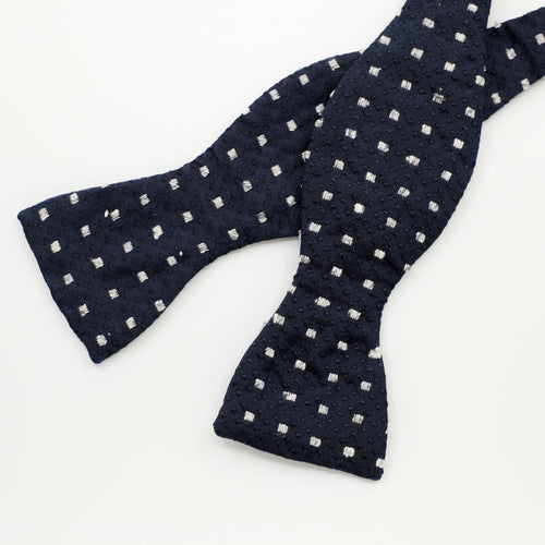 Navy Fleck Spot Silk Bow Tie