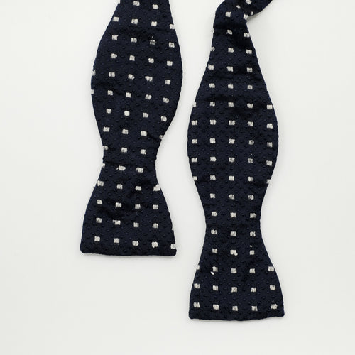 Navy Fleck Spot Silk Bow Tie
