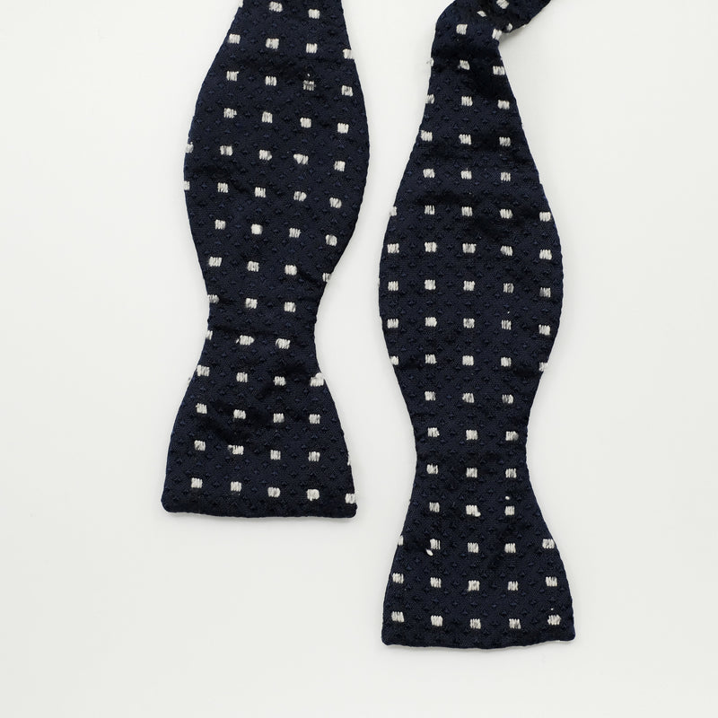 Navy Fleck Spot Silk Bow Tie
