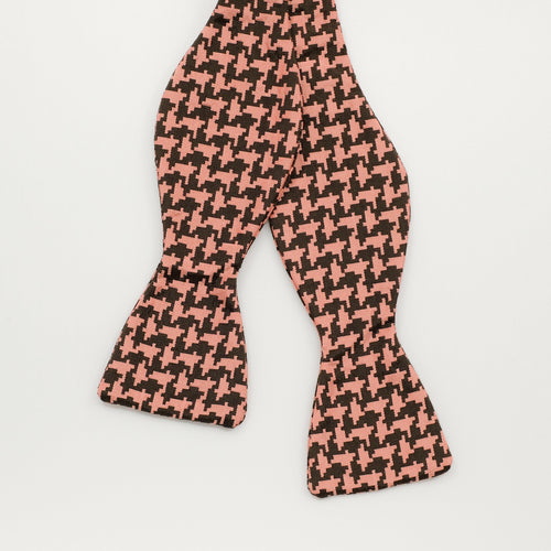 Pink Houndstooth Silk Bow Tie