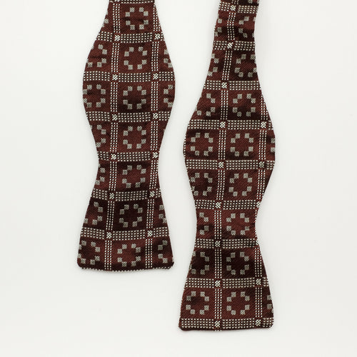 Burgundy Geo Silk Bow Tie