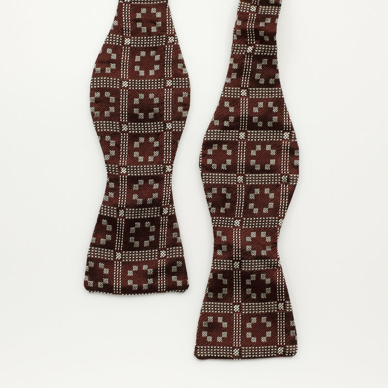Burgundy Geo Silk Bow Tie