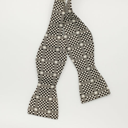 Brown Mini Geo Silk Bow Tie