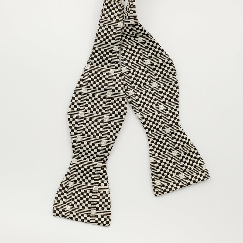 Brown Mini Geo Silk Bow Tie