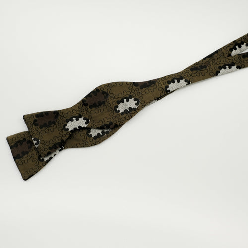 Olive Emblem Silk Self-Tie Bow Tie