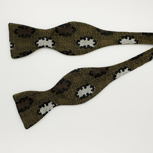Olive Emblem Silk Self-Tie Bow Tie