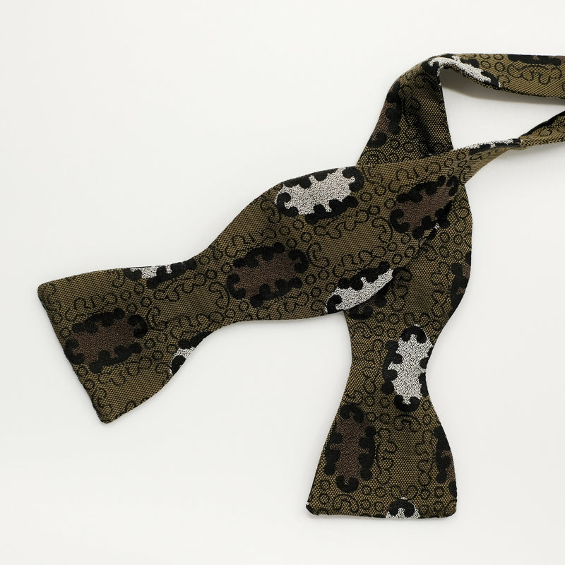 Olive Emblem Silk Self-Tie Bow Tie