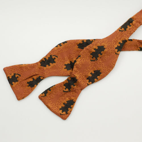 Orange Emblem Silk Self-Tie Bow Tie