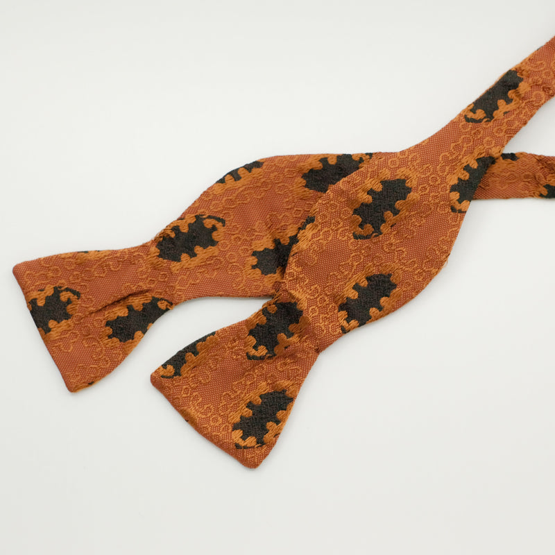 Orange Emblem Silk Self-Tie Bow Tie