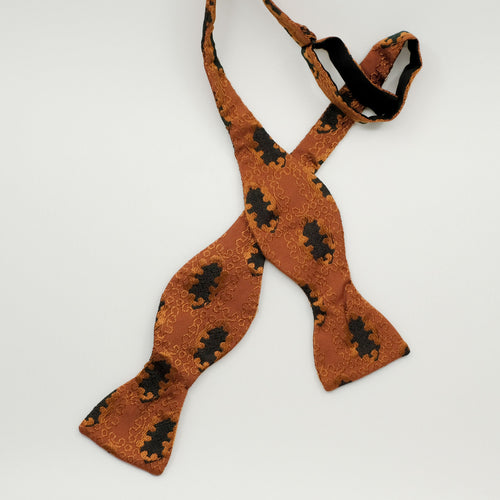 Orange Emblem Silk Self-Tie Bow Tie
