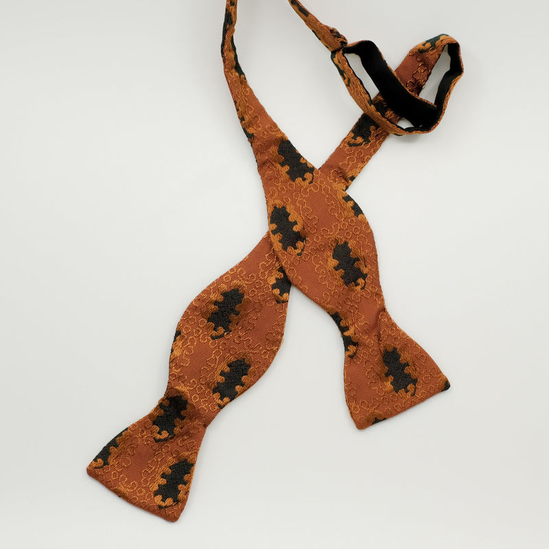 Orange Emblem Silk Self-Tie Bow Tie