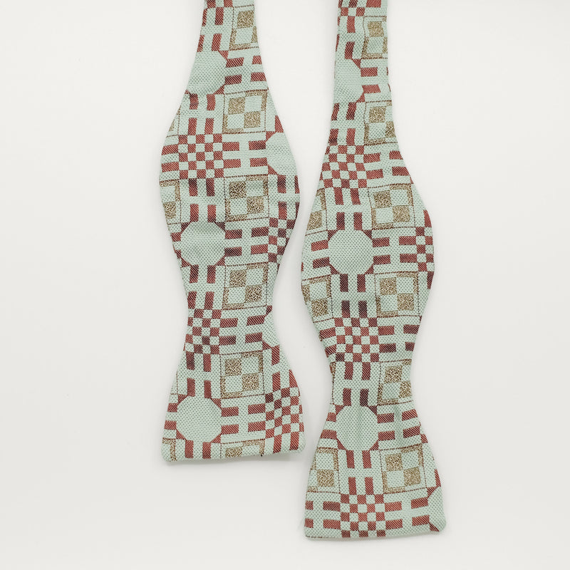 Mint Green Tiles Silk Bow Tie