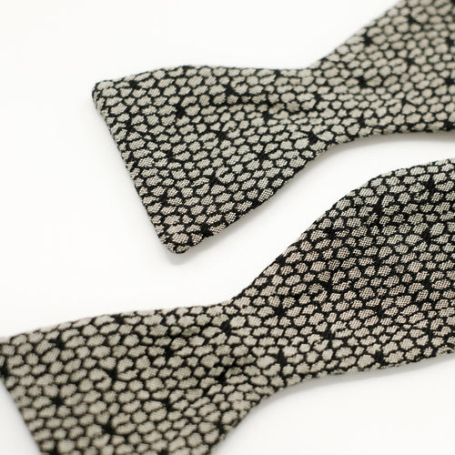 Grey Dot Silk Self-Tie Bow Tie