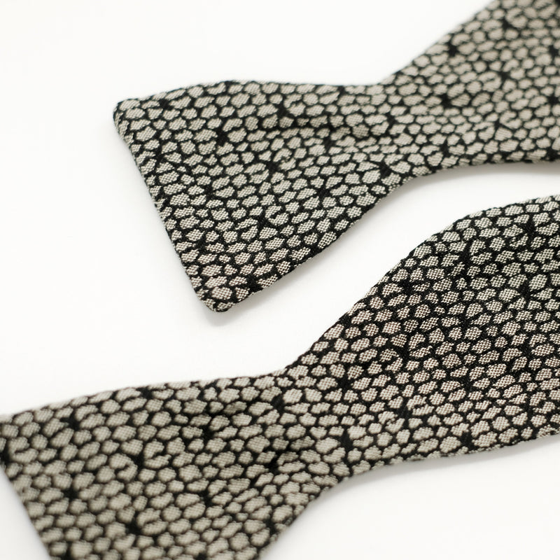 Grey Dot Silk Self-Tie Bow Tie