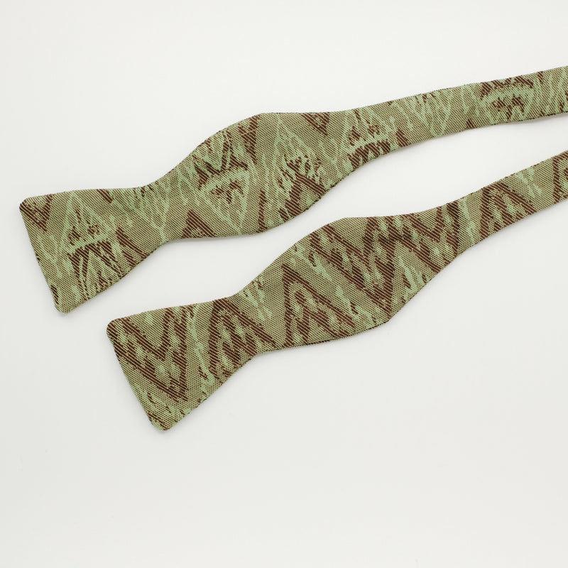 Green 'Ikat' Design Weave Bow Tie