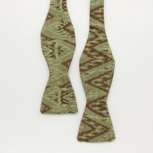 Green 'Ikat' Design Weave Bow Tie