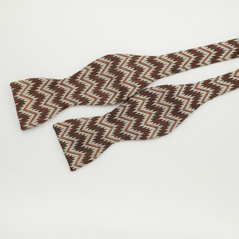 Brown and beige patterned bow tie