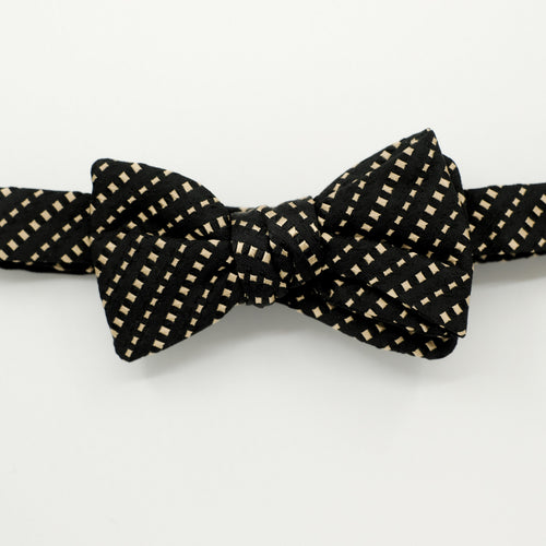Black bow tie with gold spot pattern 
