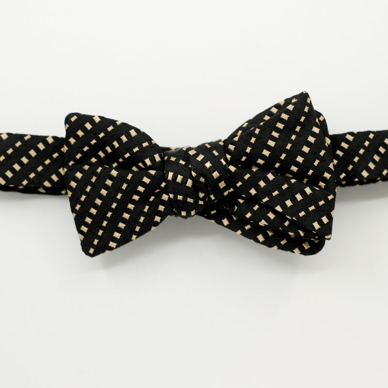 Black bow tie with gold spot pattern 