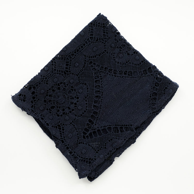 Navy Geo Lace Pocket Square