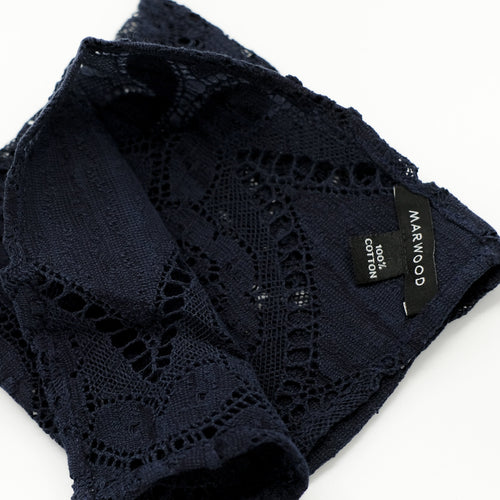 Navy Geo Lace Pocket Square
