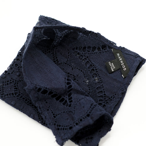 Navy Geo Lace Pocket Square