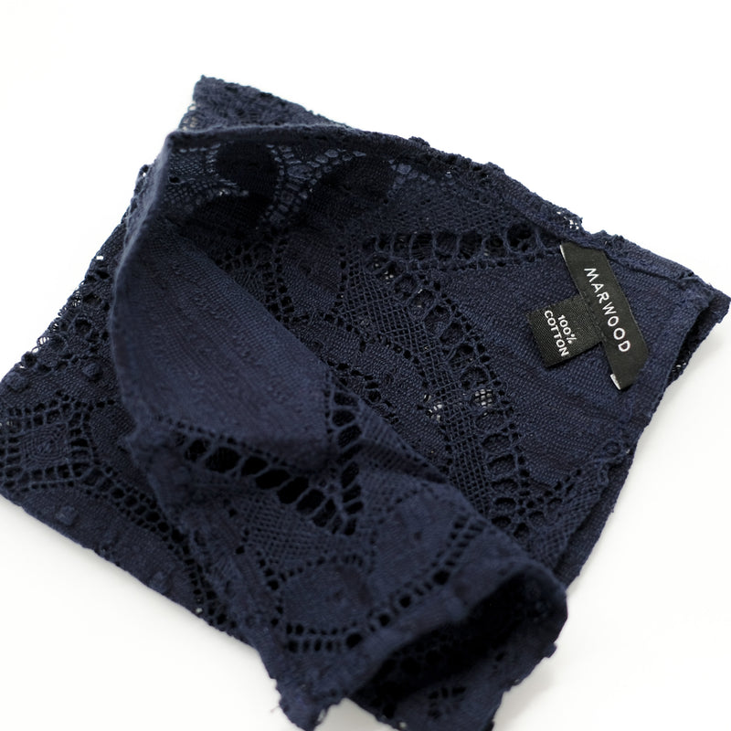 Navy Geo Lace Pocket Square