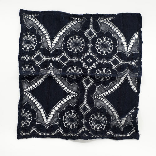 Navy Geo Lace Pocket Square
