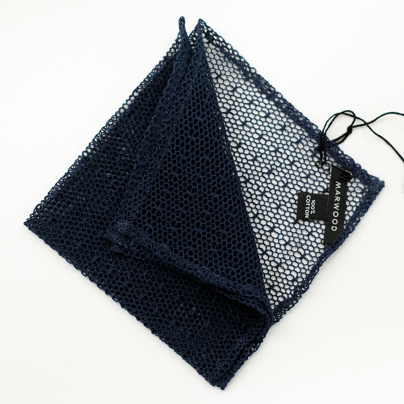 Navy Mesh Lace Pocket Square
