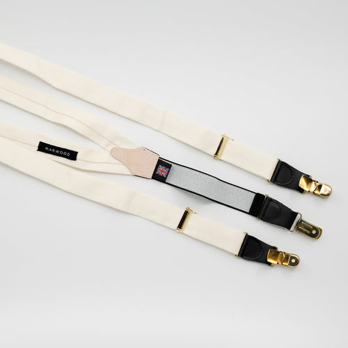 Cream Swiss Cotton Braces / Suspenders Clips