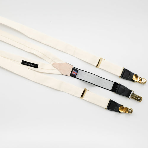 Cream Swiss Cotton Braces / Suspenders Clips