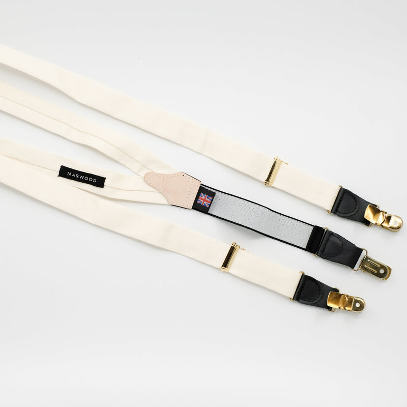 Cream Swiss Cotton Braces / Suspenders Clips