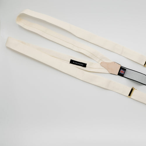 Cream Swiss Cotton Braces / Suspenders Clips