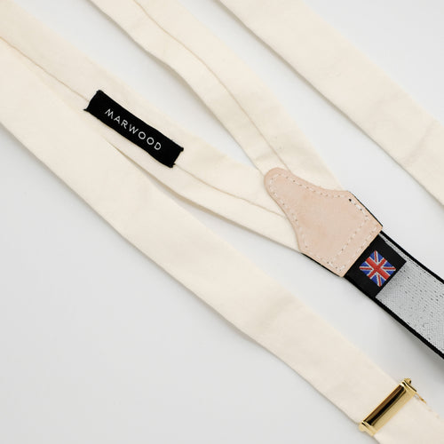 Cream Swiss Cotton Braces / Suspenders Clips