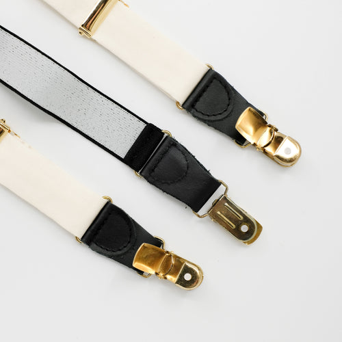 Cream Swiss Cotton Braces / Suspenders Clips