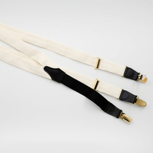 Cream Swiss Cotton Braces / Suspenders Clips