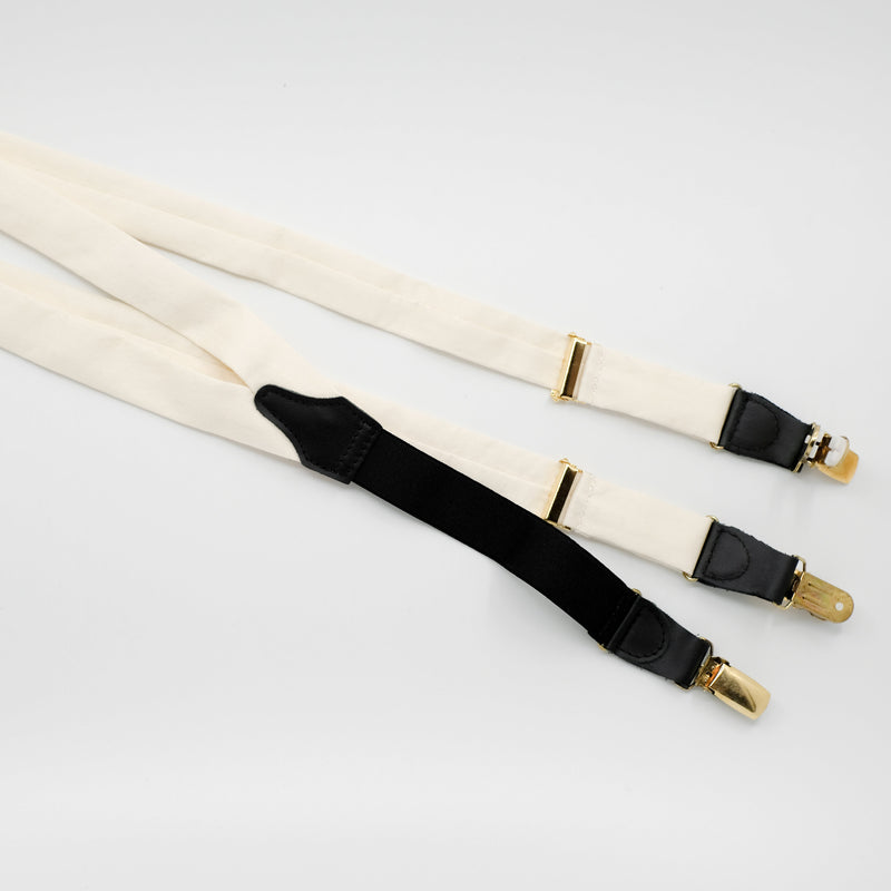 Cream Swiss Cotton Braces / Suspenders Clips