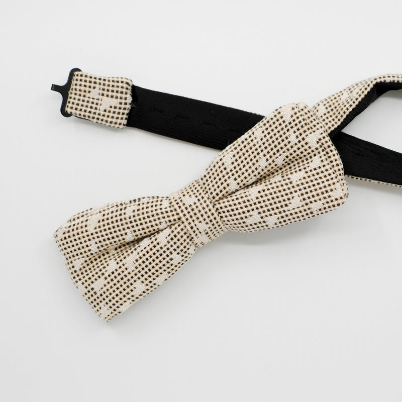 Ready-Tied Beige Jacquard Bow Tie