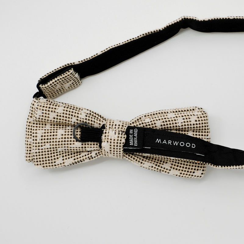 Ready-Tied Beige Jacquard Bow Tie