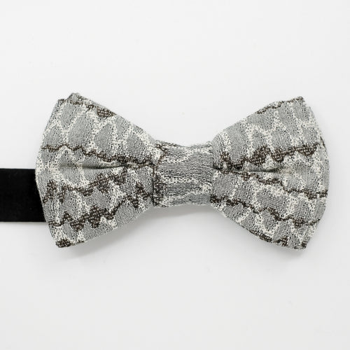 Ready-Tied Silver Wave Jacquard Bow Tie