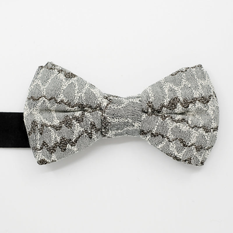 Ready-Tied Silver Wave Jacquard Bow Tie